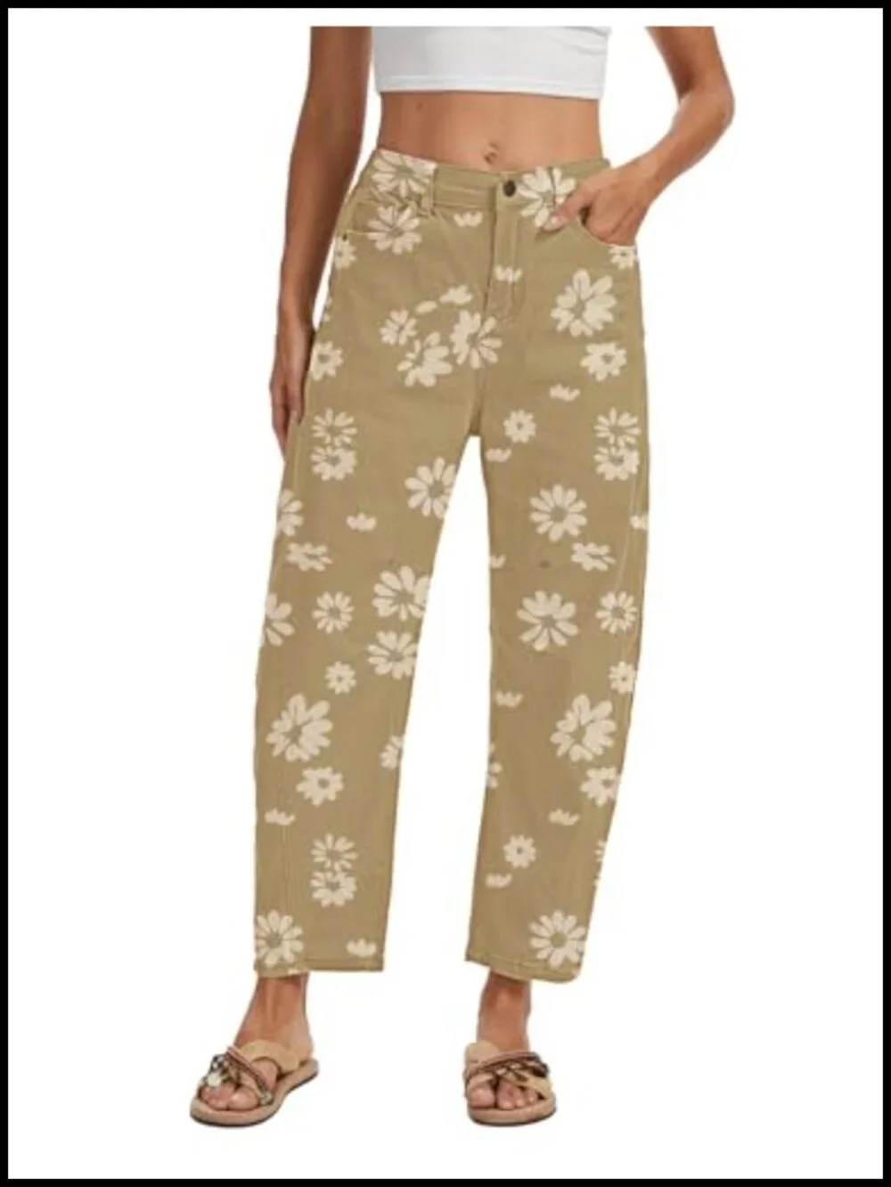 Mid Rise Barrel Jeans Wide Leg Pull On Stretchy Boyfriend Denim Pants